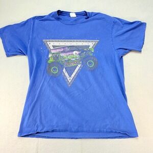 Port‎ & Company Monster Grave Digger Truck Graphic Print T-Shirt Blue Large
